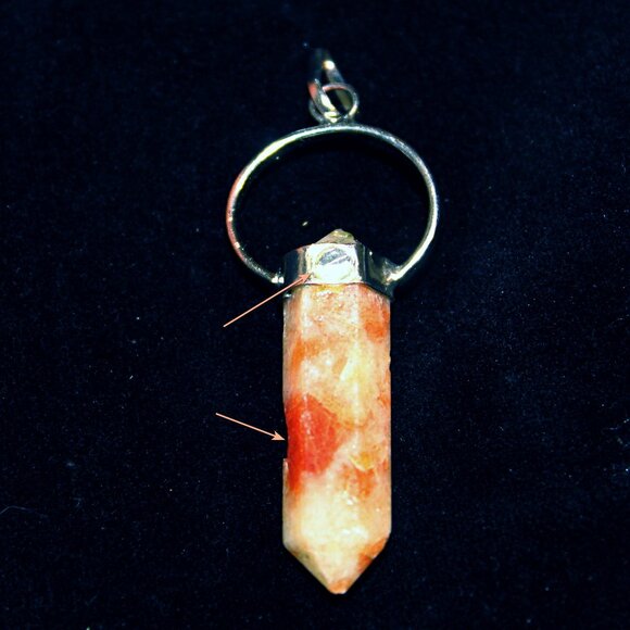 Raw Minimalistic Orange Quartz Point Pendant - Picture 3 of 3